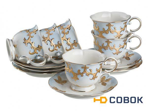 Фото Чайный набор на 6 персон 12 пр. "софия золотая" 200 мл. Porcelain Manufacturing (418-273)