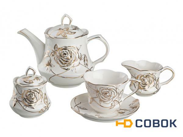 Фото Чайный сервиз на 6 персон 15 пр."софия: золотая роза" 1000/200 мл. Porcelain Manufacturing (418-039)