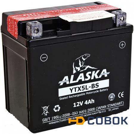 Фото Аккумулятор мото Alaska YTX5L-BS 4Ач обр.