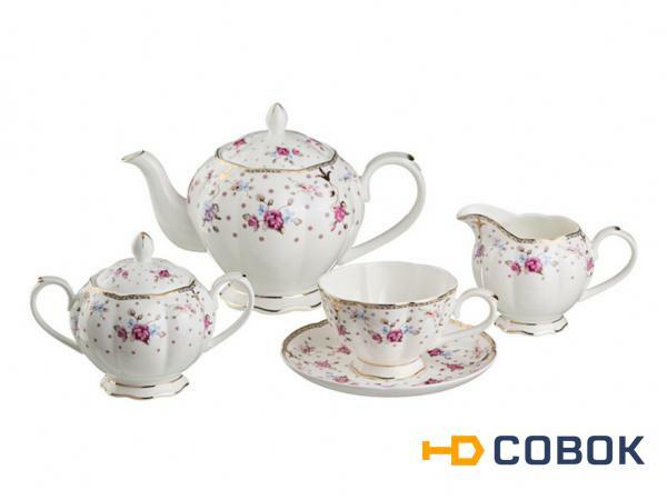 Фото Чайный сервиз на 6 персон 15 пр. 1000/250/350/250 мл. Porcelain Manufacturing (264-633)