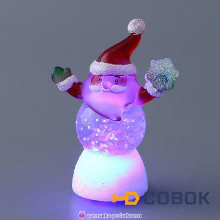 Фото Изделие декоративное дед мороз с подсветкой высота 8 см,