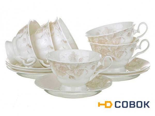 Фото Чайный набор на 6 персон 12 пр."эссэкс". 250 мл. Porcelain Manufacturing (440-145)