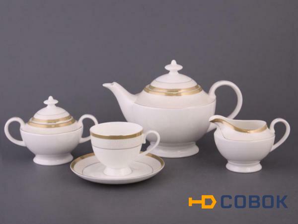 Фото Чайный сервиз на 6 персон 15 пр.1350/200/300/400 мл. Porcelain Manufacturing (440-051)