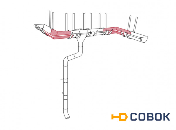 Фото Желоб водосточный угловой D 125 500х500