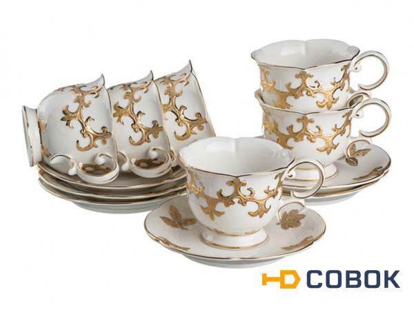 Фото Чайный набор на 6 персон 12 пр. "софия золотая" 200 мл. Porcelain Manufacturing (418-269)