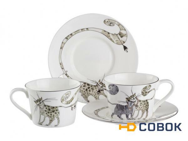 Фото Чайный набор на 2 персоны 4 пр."котики" 200 мл. Porcelain Manufacturing (264-400)