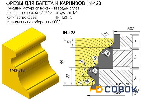 Фото Комплект фрез для филенчатых дверей 50мм 3 фрезы ВК8 220х32 z4