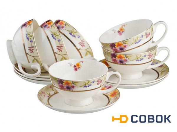 Фото Чайный набор на 6 персон 12 пр."кларисса". 250 мл. Porcelain Manufacturing (440-155)