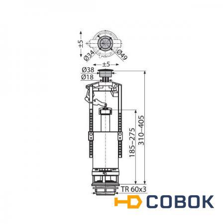 Фото Сливной механизм для бачка AlcaPlast A2000 CHROM со стоп-кнопкой