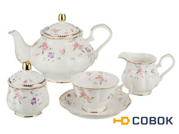 Фото Чайный сервиз на 6 персон 15пр "пасадена" 1100/200мл Porcelain Manufacturing (779-093)