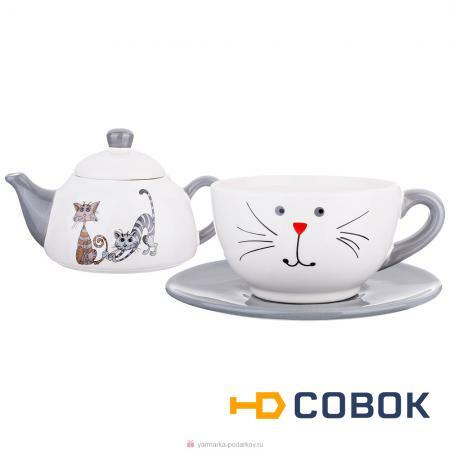 Фото Чайный набор на 1 персону 3 пр. озорные коты
