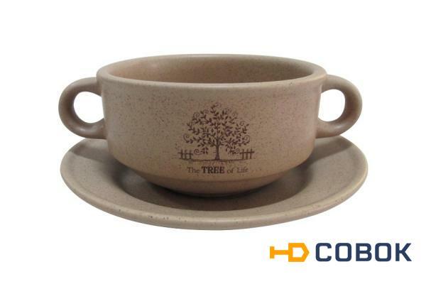 Фото Суповая чашка на блюдце Дерево жизни - TLY923-TL-AL Terracotta