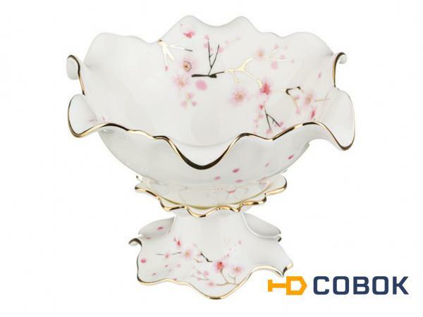 Фото Конфетница "сакура" диаметр=19 см.высота=12 см. Porcelain Manufacturing (264-616)