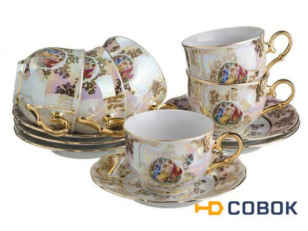 Фото Чайный набор на 6 персон 12 пр."мадонна" 190 мл.высота=7 см. Bohemia Porcelan (655-070)