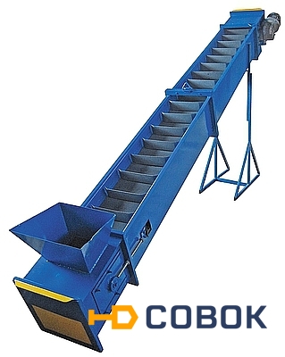 Фото Скребковый наклонный транспортер с одной цепью