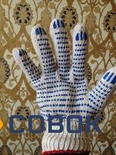 Фото Рабочие перчатки 4 нитка Люкс 7,5 класс с ПВХ "Точка"