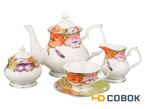 Фото Чайный сервиз на 6 персон 15 пр. 1000 мл/200 мл Porcelain Manufacturing (264-373)