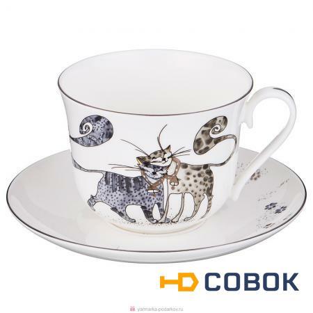 Фото Чайный набор котики на 1 персону 2 пр. 450 мл,