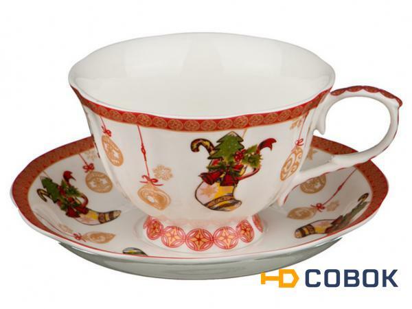 Фото Чайный набор на 1 персону "с новым годом" 2пр. 220мл. Porcelain Manufacturing (779-105)