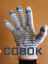 Фото Рабочие перчатки 3 нитка 7,5 класс с ПВХ "Тока"