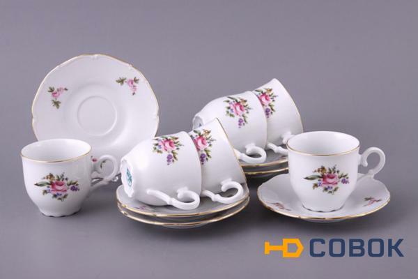 Фото Кофейный набор на 6 персон 12 пр."майсеновский букет" 100 мл.высота=6 см. Bohemia Porcelan (655-145)