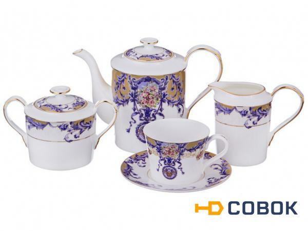 Фото Чайный сервиз на 6 персон,15 пр.1000/475/350/240 мл.высота=15/7/11/10 см. Porcelain Manufacturing (264-722)