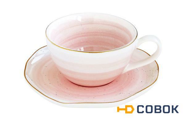 Фото Чашка для кофе с блюдцем Artesanal (розовая) без инд.упаковки - EL-1588_ARTP Easy Life (R2S)