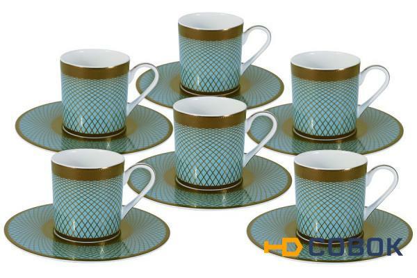 Фото Кофейный набор Бирюза: 6 чашек + 6 блюдец Naomi ( NG-G150306-C6-AL )
