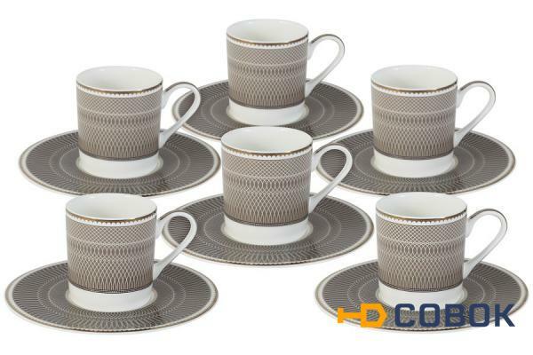 Фото Кофейный набор Мокко: 6 чашек + 6 блюдец Naomi ( NG-I150905A-C6-AL )