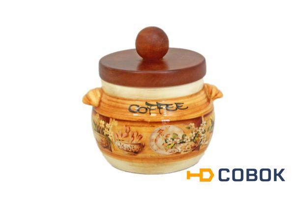Фото Банка для сыпучих продуктов с деревянной крышкой (кофе) Кантри - LCS670PLCPR-AL LCS