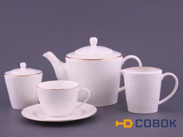 Фото Чайный сервиз на 6 персон "даймонд" 15 пр. 1250/250 мл. Porcelain Manufacturing (392-007)