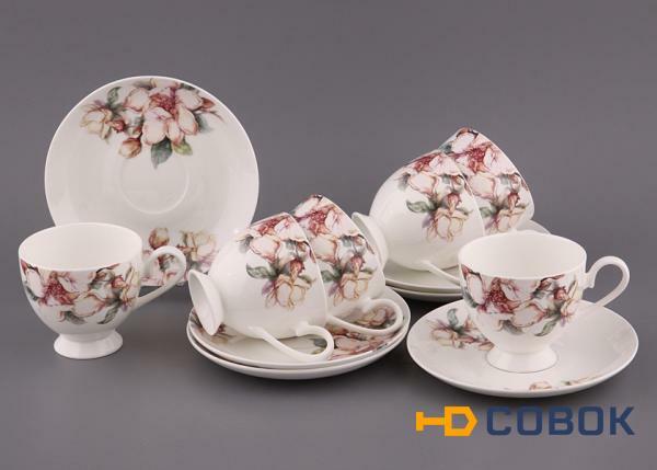 Фото Чайный набор на 6 персон 12 пр."ретро" 250 мл. Porcelain Manufacturing (440-068)