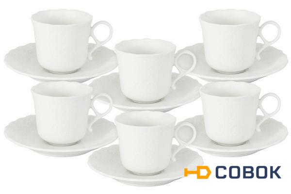 Фото Набор: 6 чашек + 6 блюдец для кофе Шёлк - N9072-52361AL Narumi