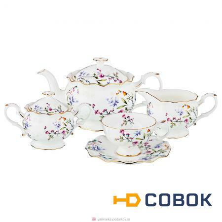 Фото Чайный набор на 6 персон родные луга 15пр. 1000/200 мл