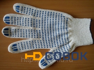Фото Рабочие перчатки 4нитка 10кл. с ПВХ "Точка"