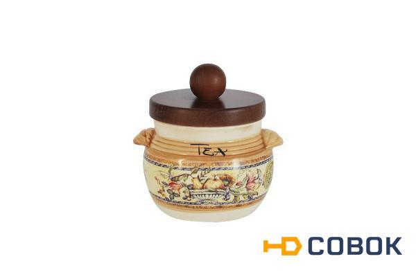 Фото Банка для сыпучих продуктов с деревянной крышкой (чай) Старая Тоскана LCS ( LCS670PLT-OT-AL )