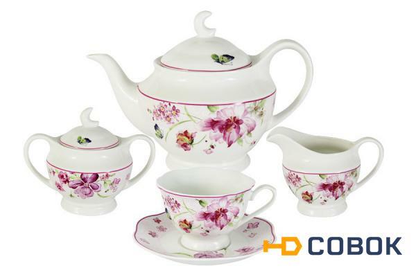 Фото Чайный сервиз из 15 предметов на 6 персон Розовые цветы - PW-15-412D-AL Primavera