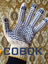 Фото Рабочие перчатки 5 нитка 7,5 класс вязки с ПВХ "Протектор"