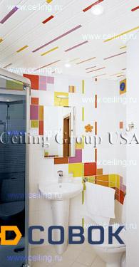 Фото Комплект реечного потолка для ванной комнаты (1,8м*1,8м) белый глянец с промежутком зеркало хром