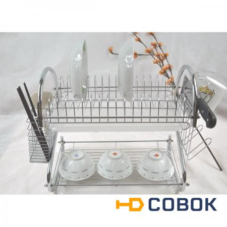 Фото Двухъярусная сушилка для посуды с поддоном 2-Layer Dish Drainer