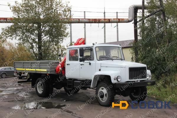 Фото ГАЗ 33086 двухрядка с КМУ Fassi 50