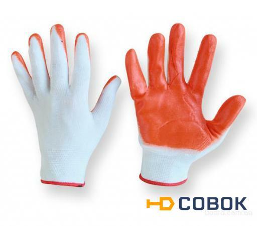 Фото Перчатки "Стрейчевые" с нитриловым покрытием (оранжевые)