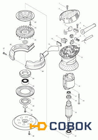 Фото Крыльчатка MAKITA BO5030 якоря