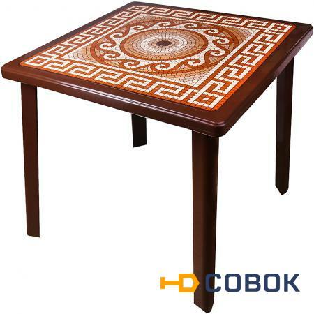 Фото Столы для дачи PRORAB Стол квадратный 800х800х710 Греческий орн. шоколад 130-0019