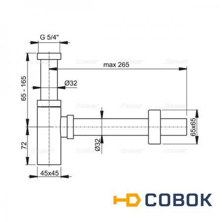 Фото Сифон для раковины AlcaPlast DESIGN A401 квадратный