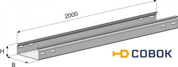 Фото Лоток кабельный ГЗ-200х50х2000 неперфорированный замковый (0,7мм) цинк
