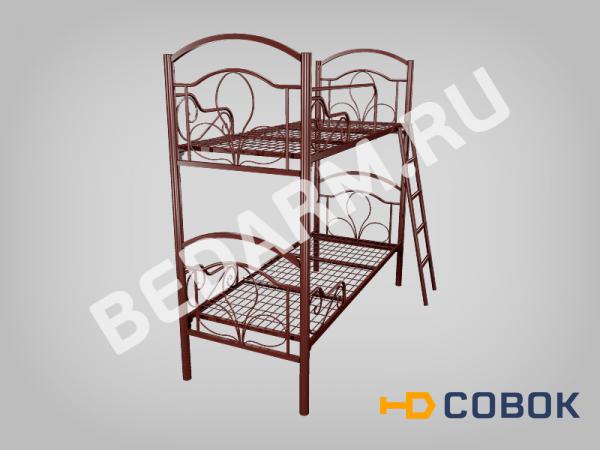 Фото Кровать металлическая двухъярусная КОМФОРТ-ЛЮКС-1.2 с лестницей и ограждением