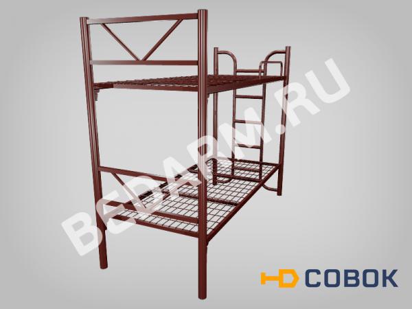 Фото Кровать металлическая двухъярусная КОМФОРТ-5.2 с лестницей и ограждением