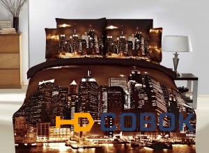 Фото Постельное белье комплект "Нью-Йорк" сатин 3D / 3Д 1.5-спальное