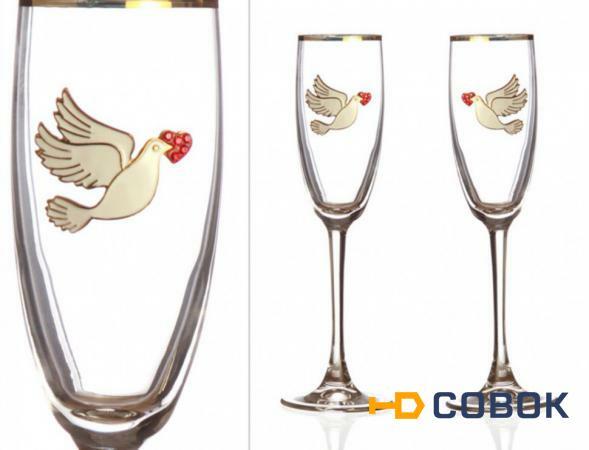 Фото Набор бокалов для шампанского из 2 шт. с золотой каймой 170 мл. (802-510061)